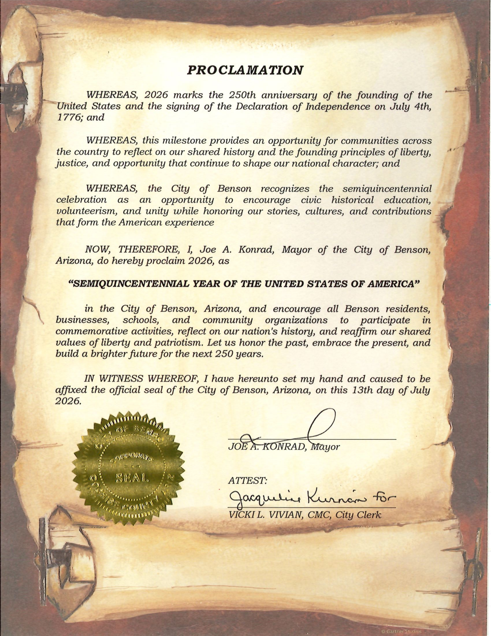 Post image for On July 13, 2026, at the Benson City...